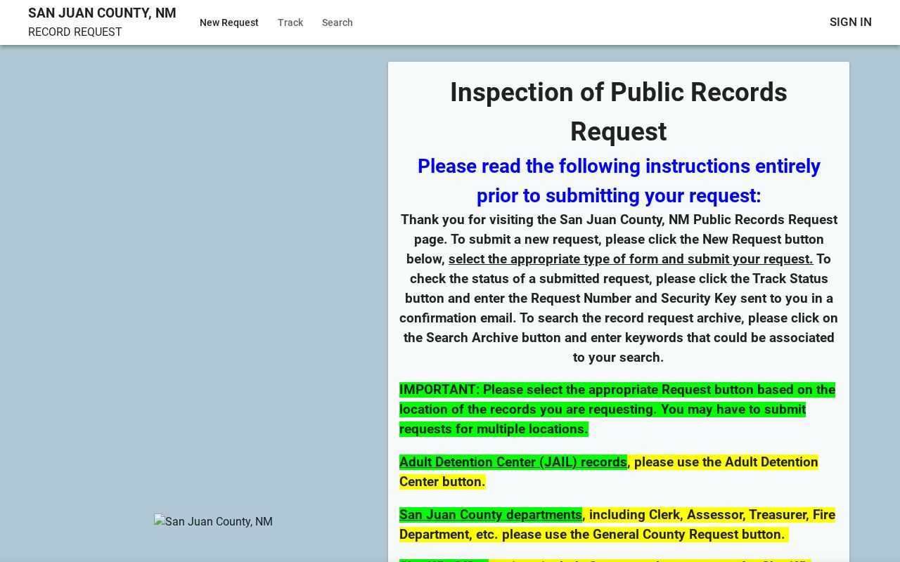 San Juan County criminal records request portal