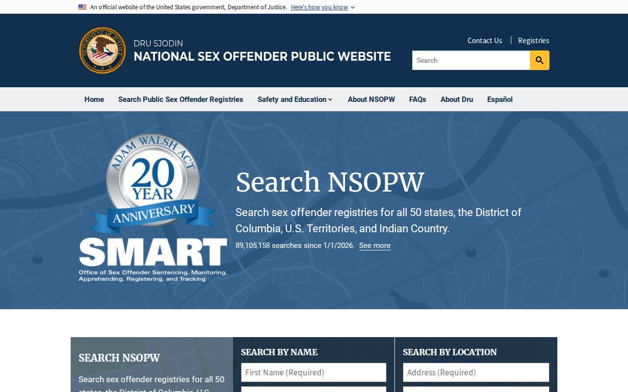 San Juan County sex offender search through the national NSOPW interface